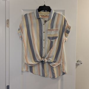 a.n.a Multicolor Striped Button Down Shirt, Size SP